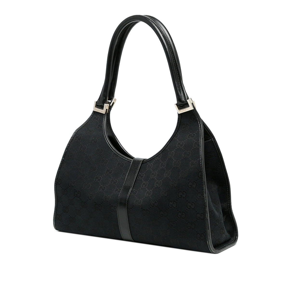 Gucci GG Canvas Jackie Bardot Shoulder Bag — Black