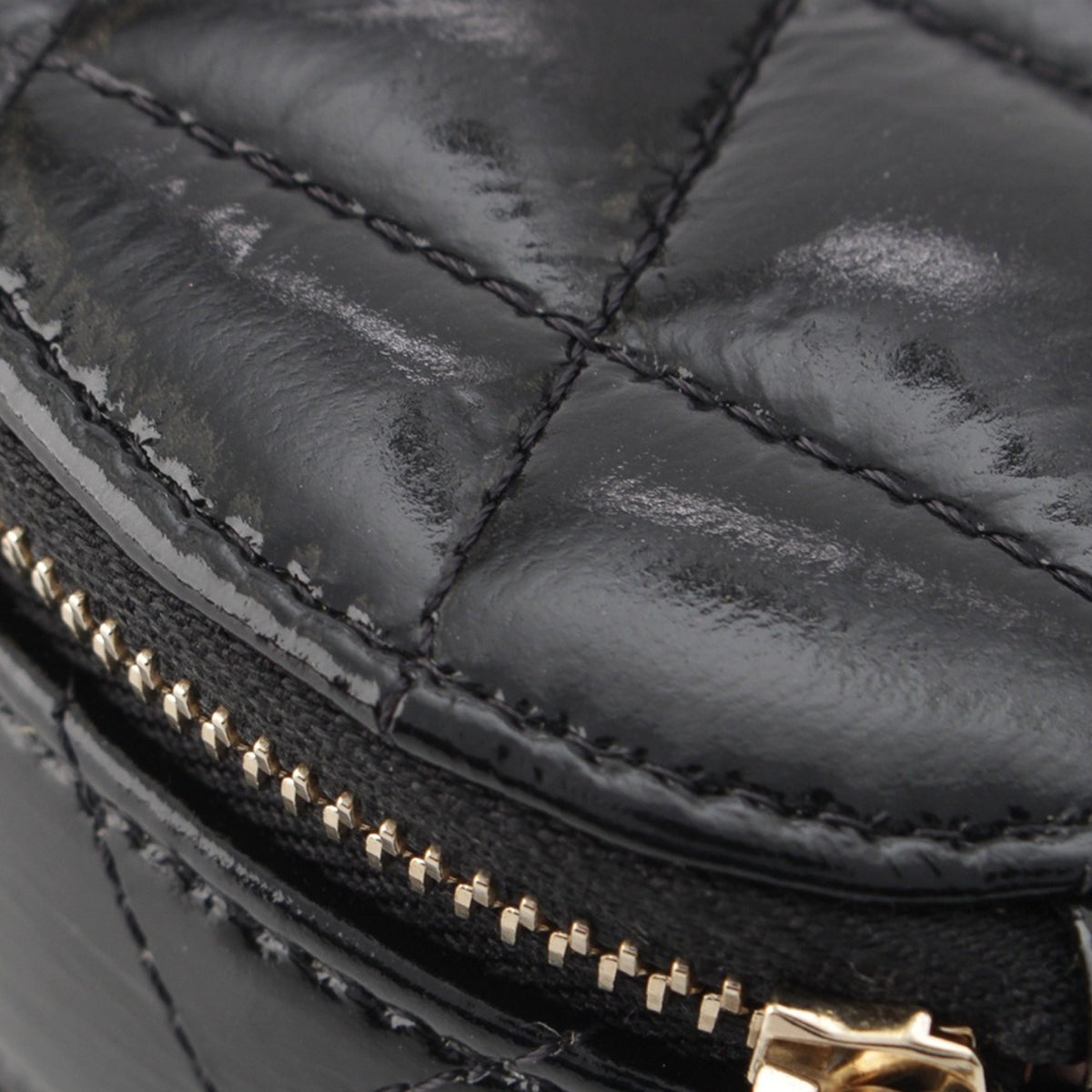Chanel Quilted Glazed Lambskin Handle With Care Round Vanity Case with Chain