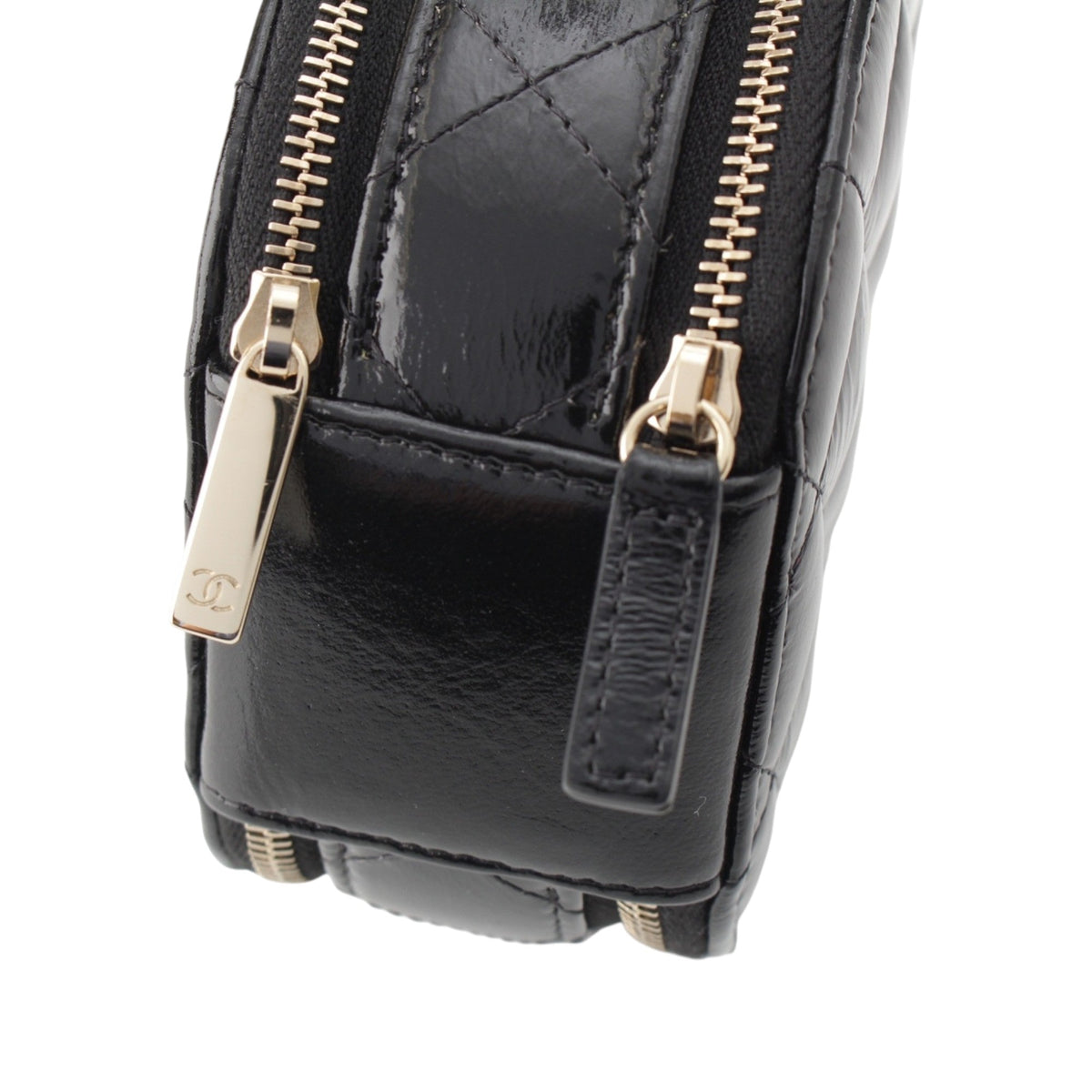 Chanel Quilted Glazed Lambskin Handle With Care Round Vanity Case with Chain