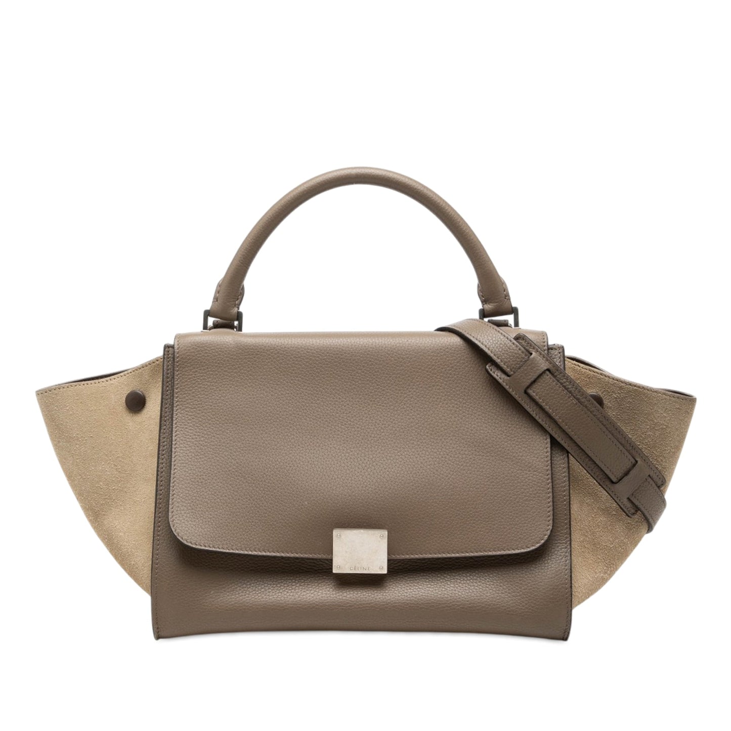Celine Small Bicolor Calfskin and Suede Trapeze Satchel