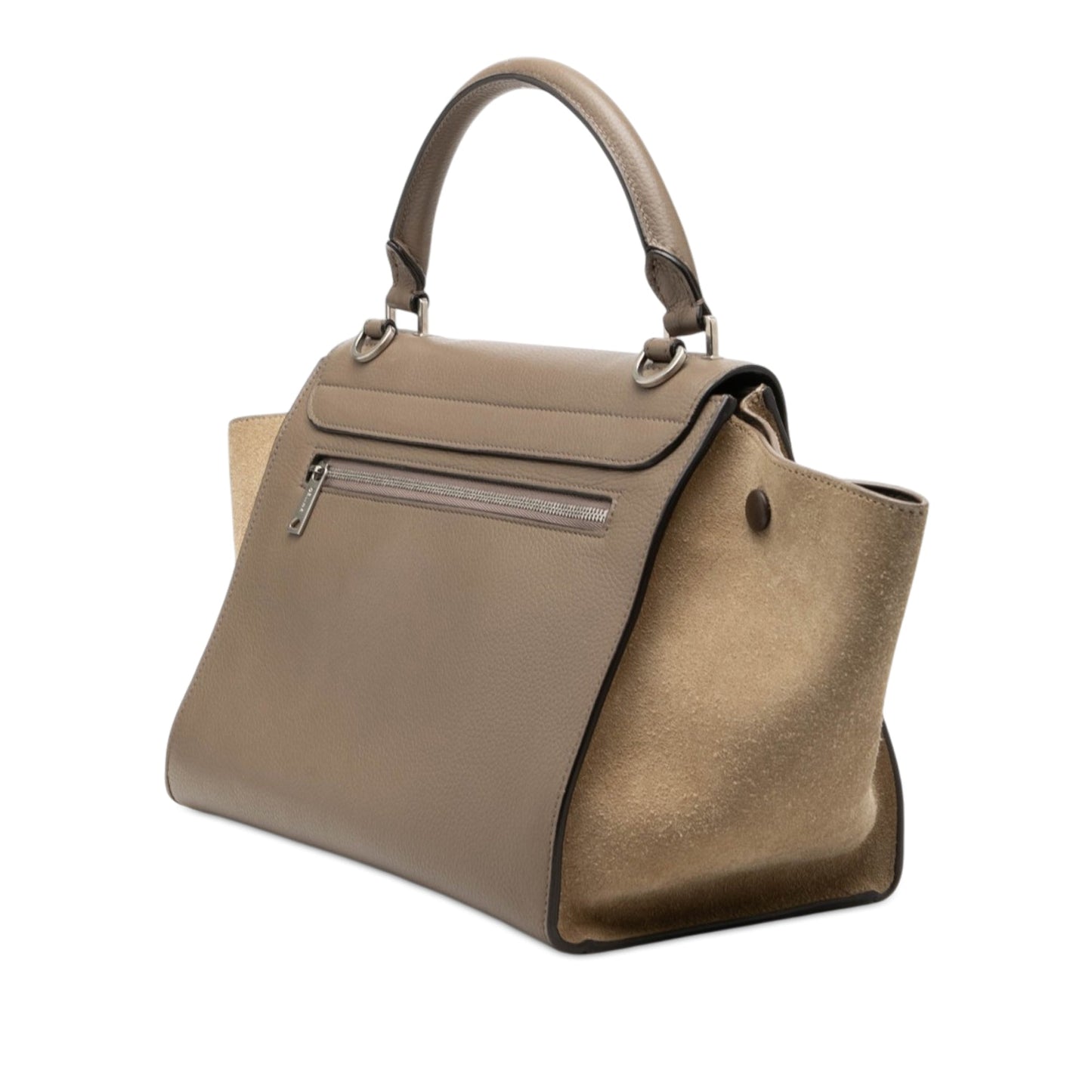 Celine Small Bicolor Calfskin and Suede Trapeze Satchel