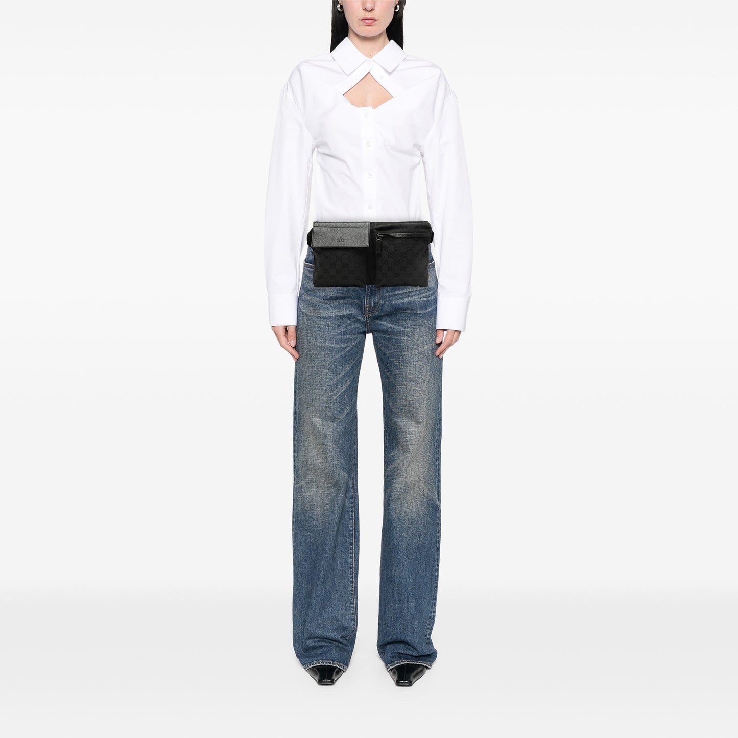 GG Canvas Double Pocket Belt Bag