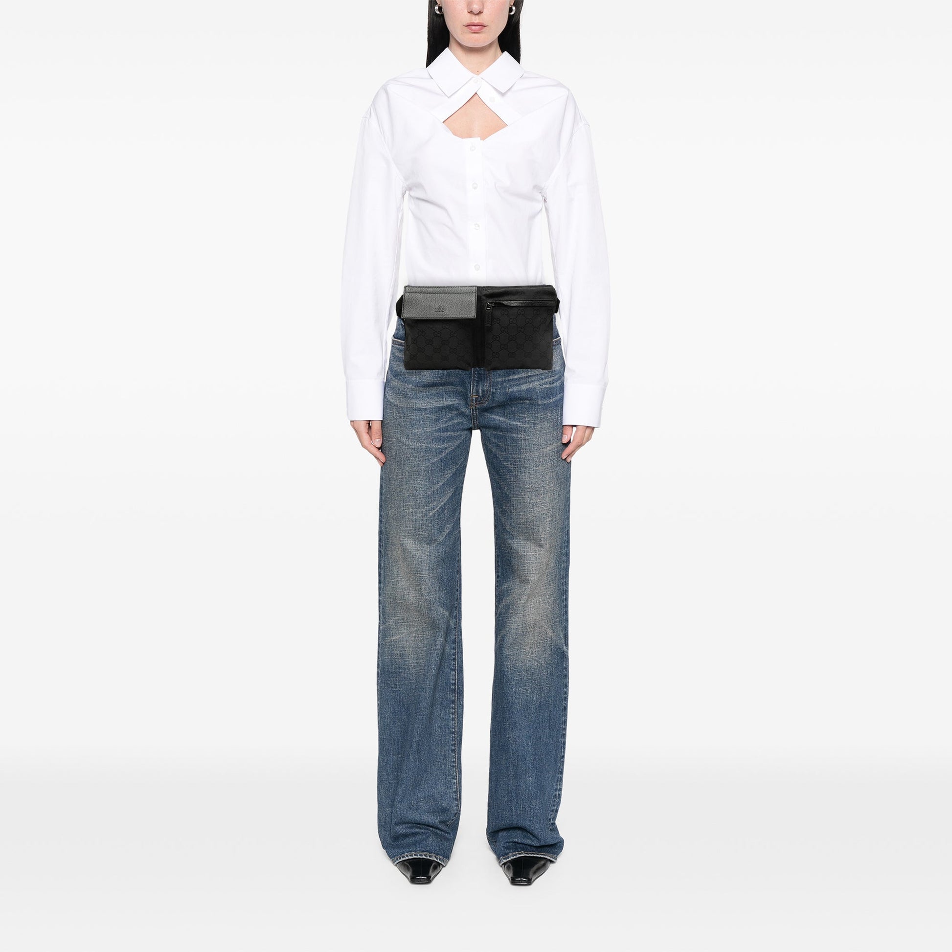 GG Canvas Double Pocket Belt Bag