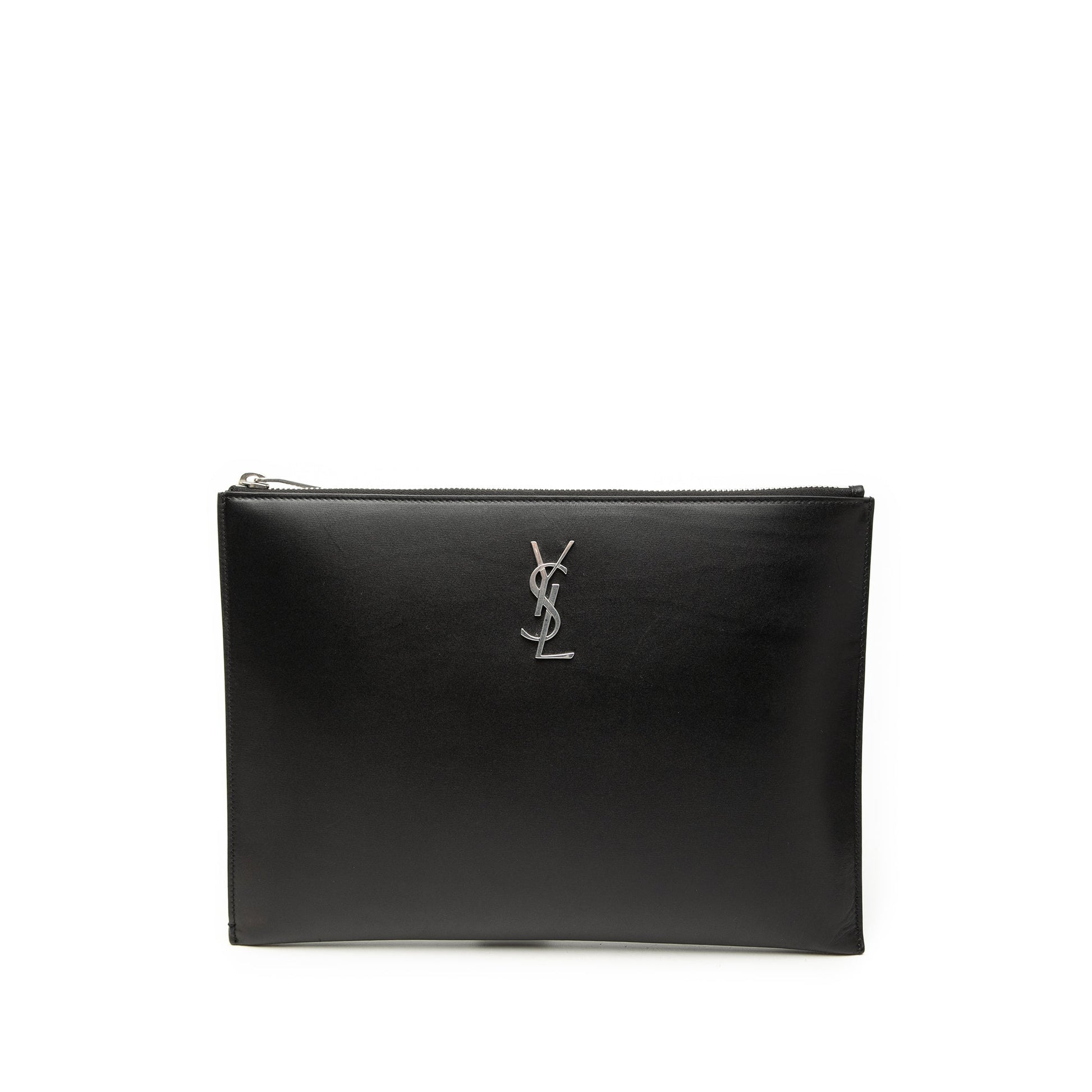 Saint Laurent Leather Monogram Ipad Case
