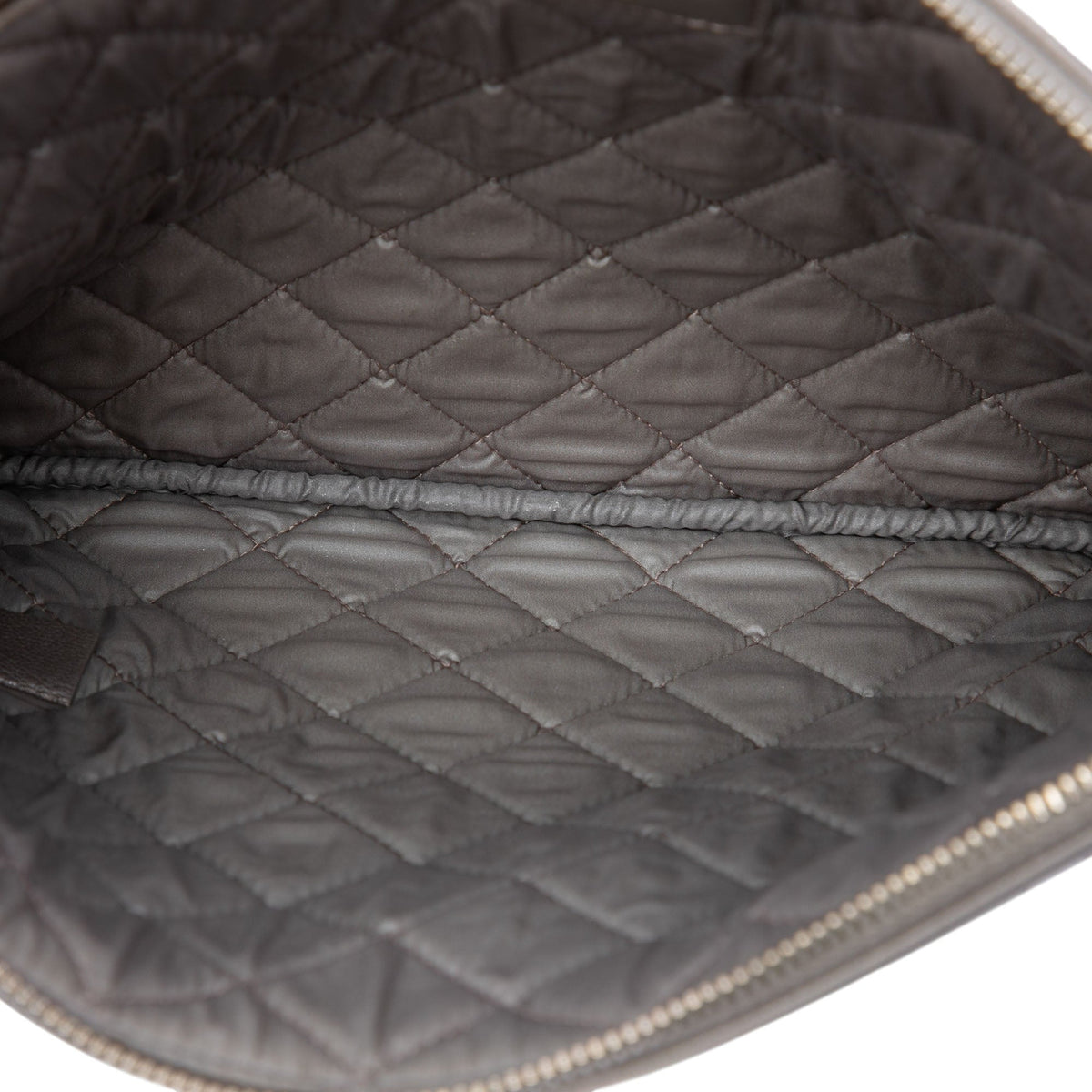 Chanel Medium Studded Lambskin O Case Clutch — Gray