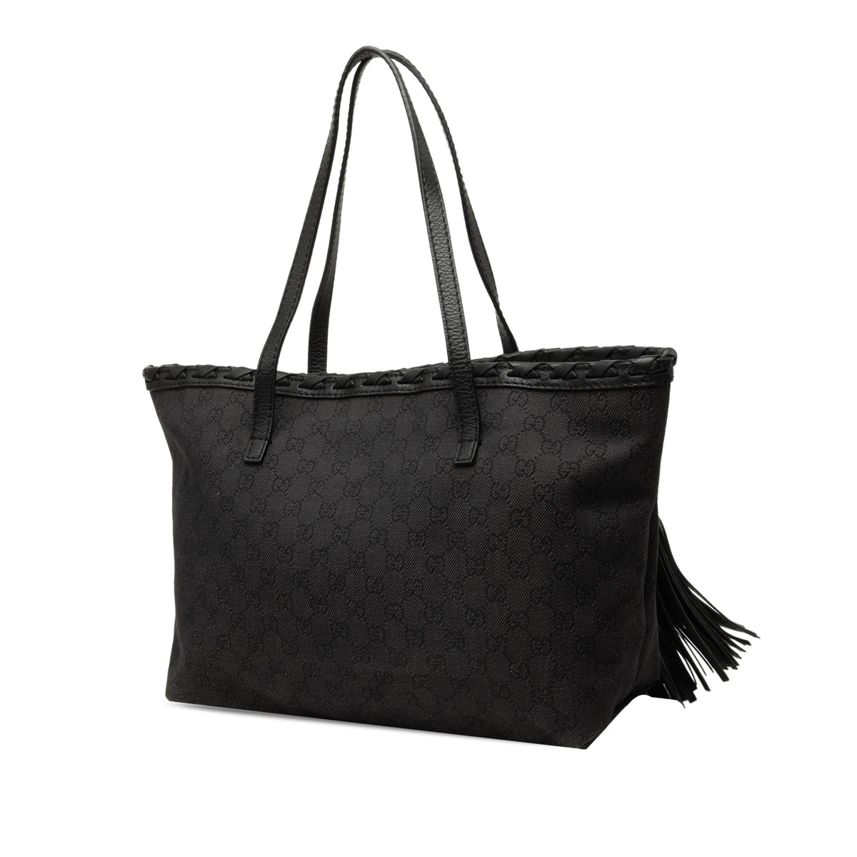 Gucci GG Denim Bamboo Tassel Tote