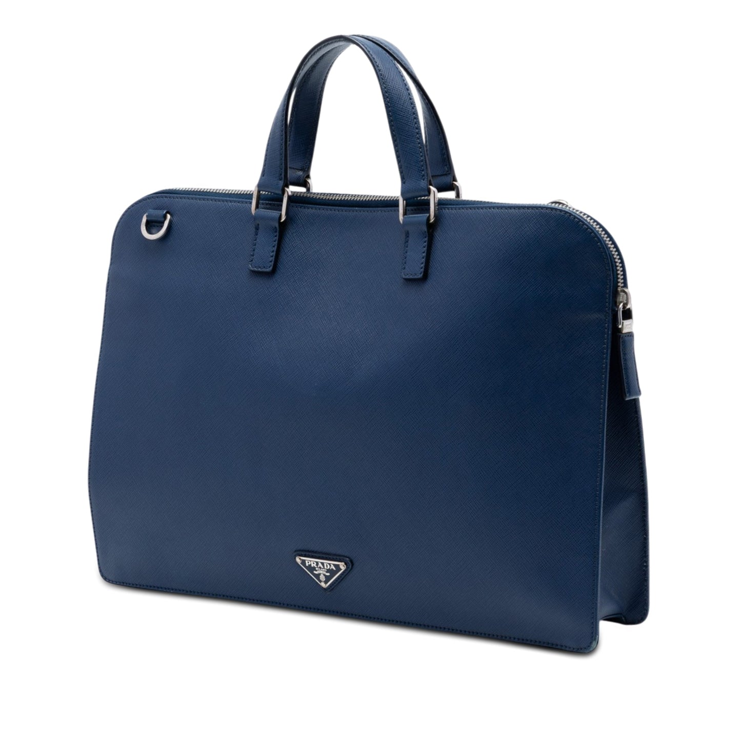 Prada Saffiano Cuir Travel Front Zip Pocket Briefcase