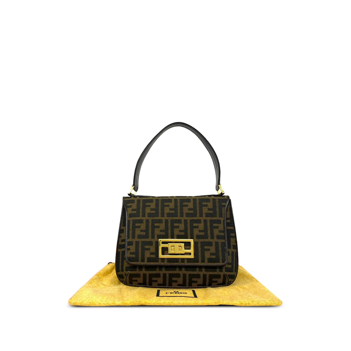 Fendi Zucca Canvas Shoulder Bag — Brown