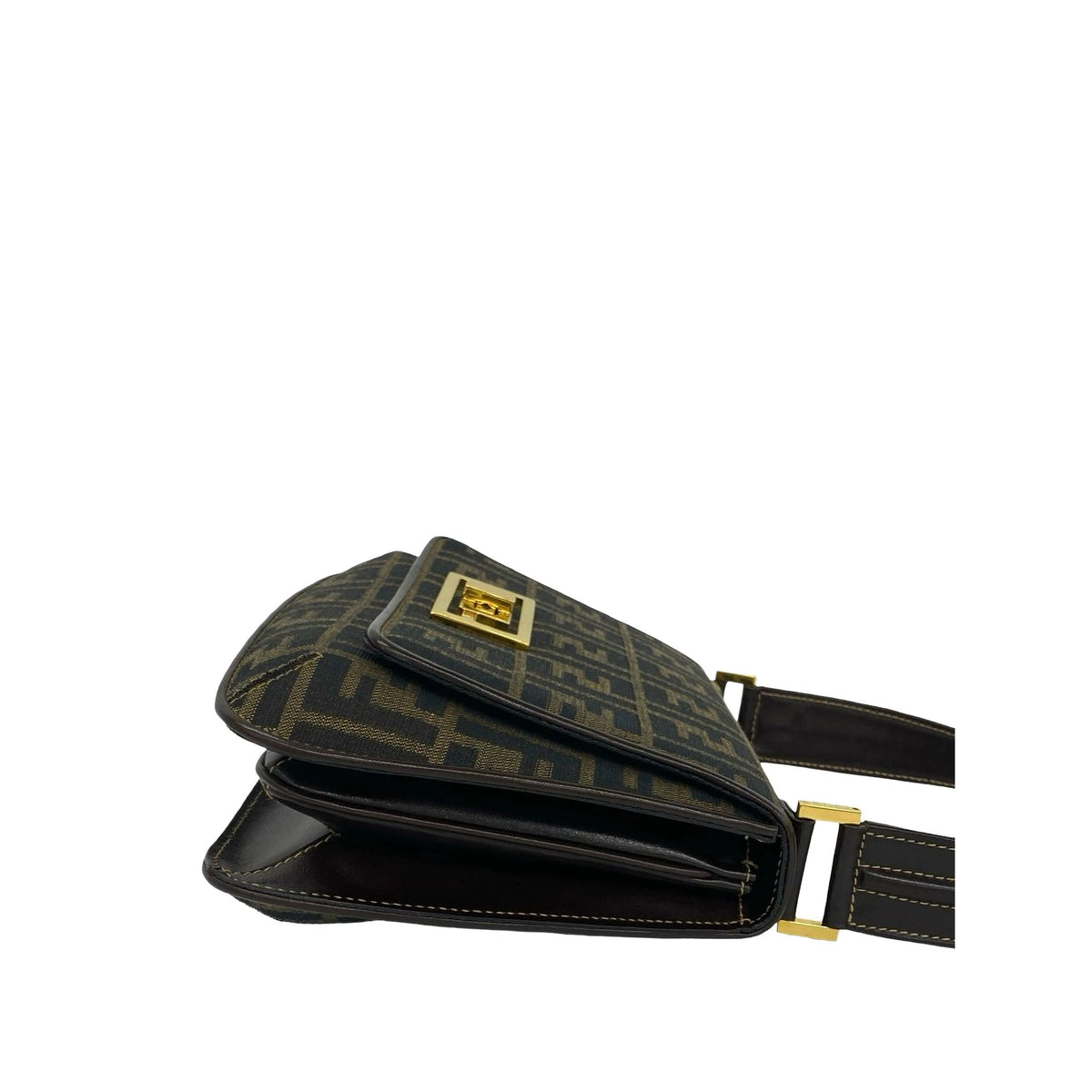 Fendi Zucca Canvas Shoulder Bag — Brown