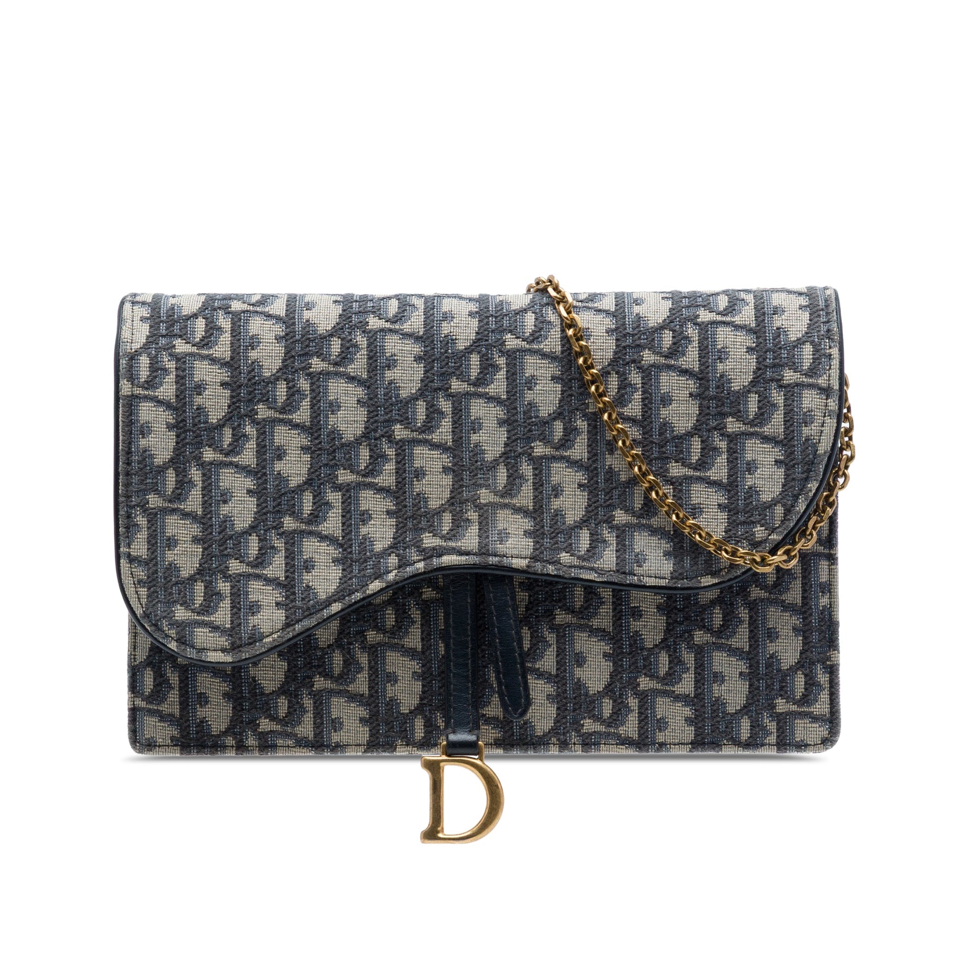 Dior Oblique Canvas Saddle Pouch Wallet on Chain