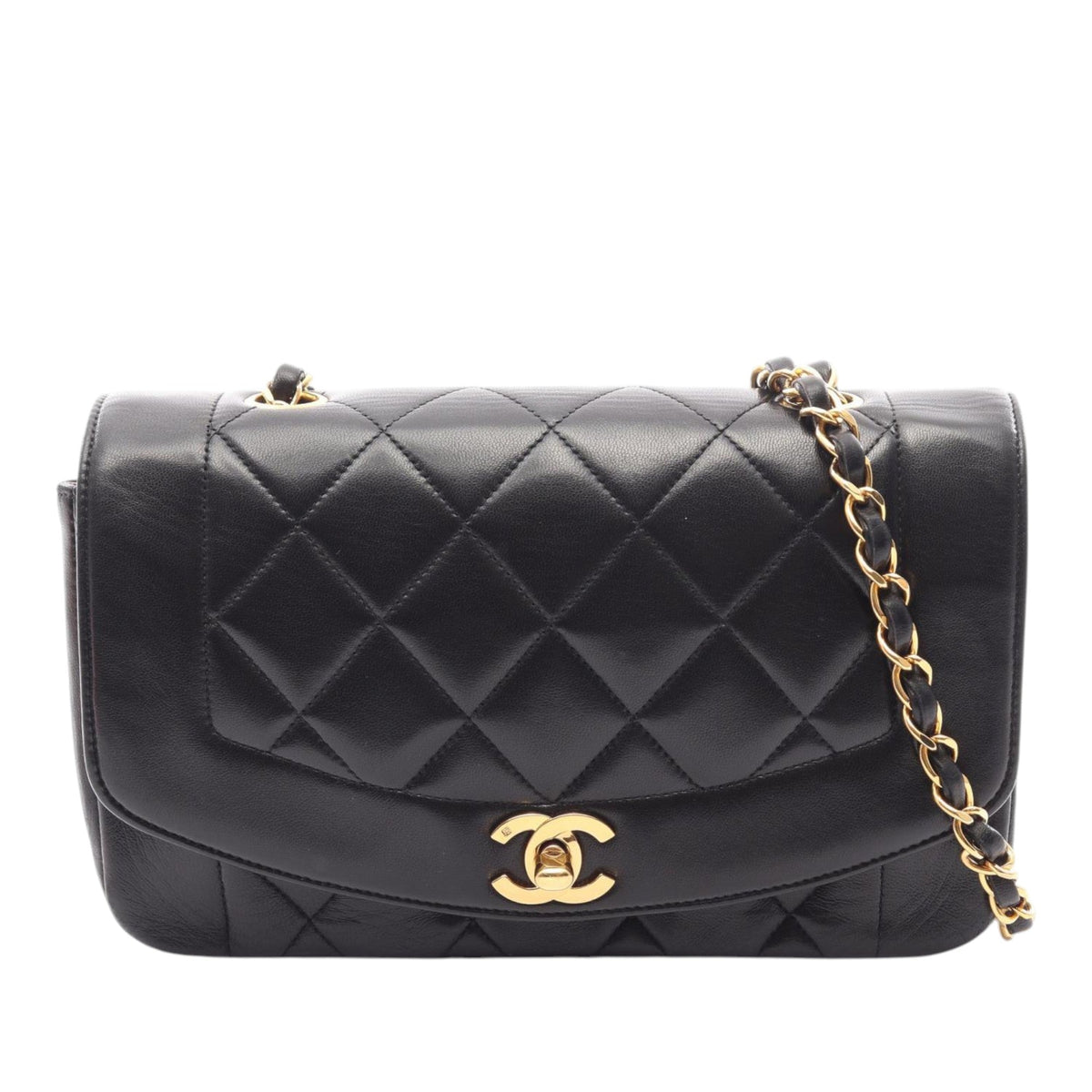 Chanel Small Lambskin Diana Flap — Black