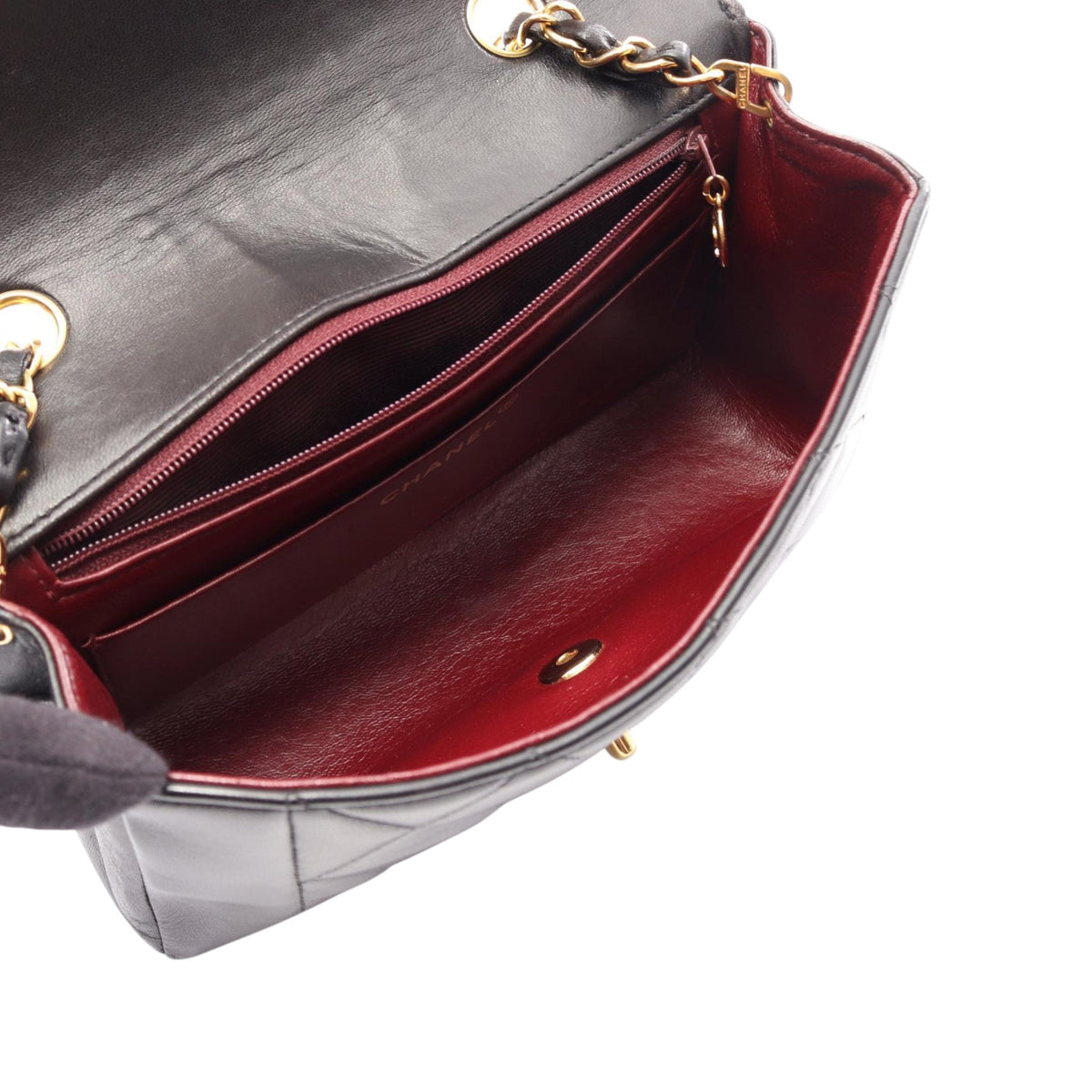 Chanel Small Lambskin Diana Flap — Black