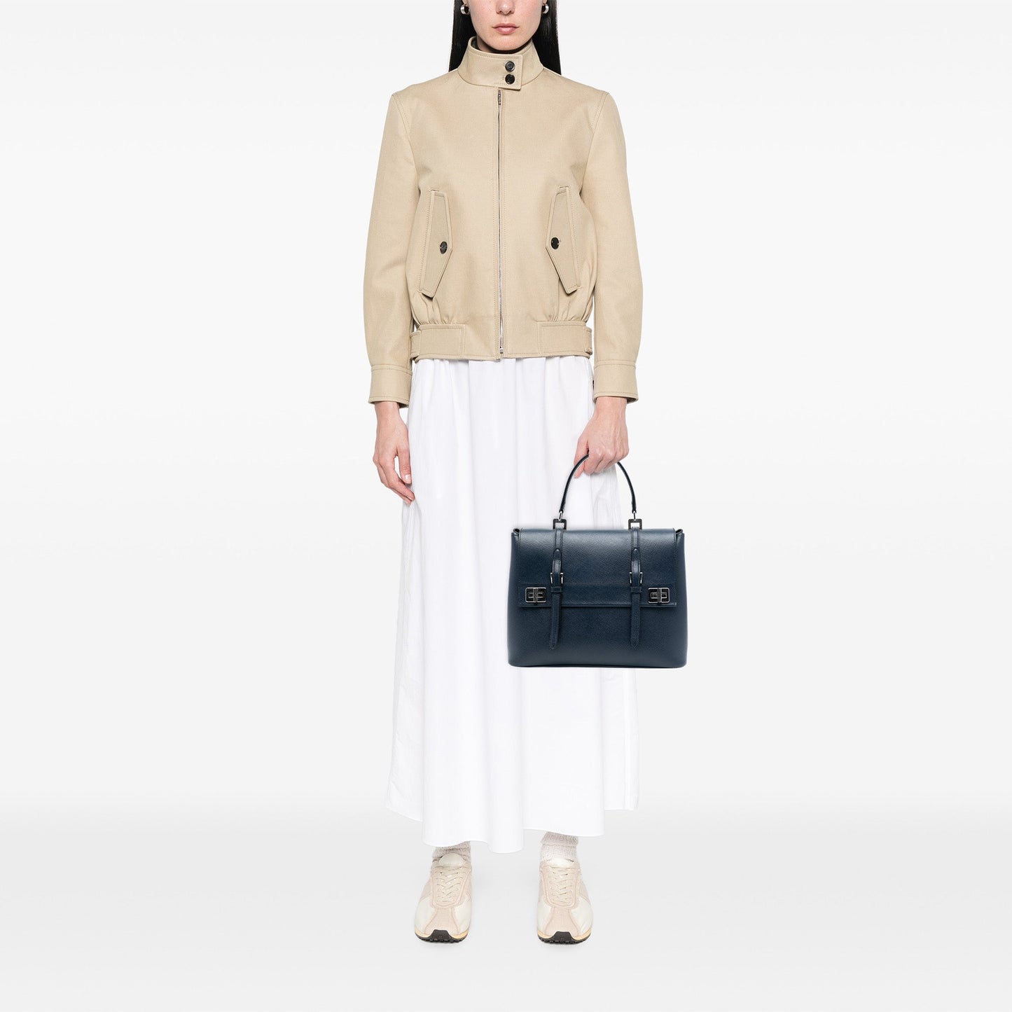 Prada Saffiano Cuir Double Turnlock Satchel