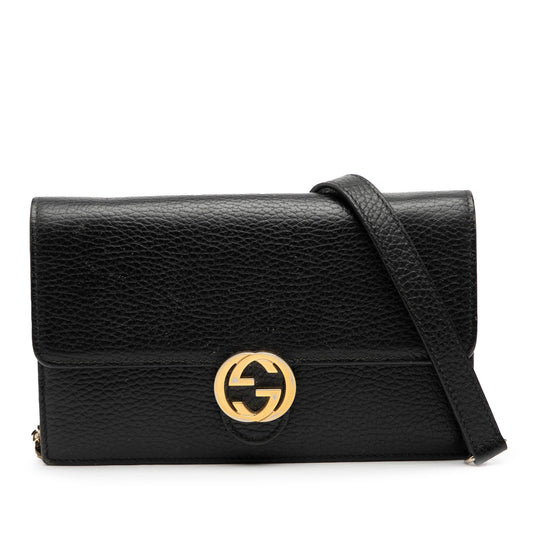Gucci Leather Interlocking G Dollar Wallet on Chain