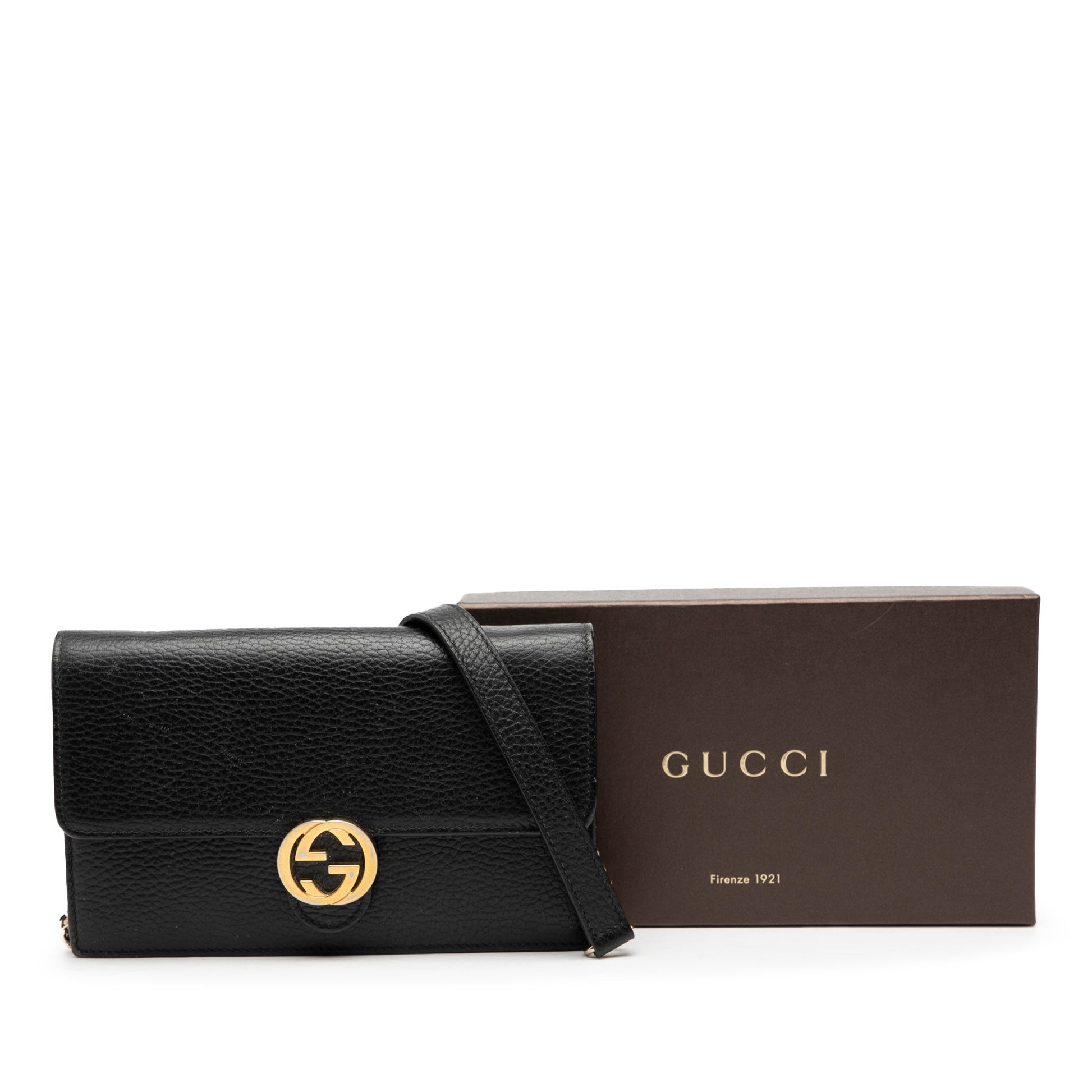 Gucci Leather Interlocking G Dollar Wallet on Chain