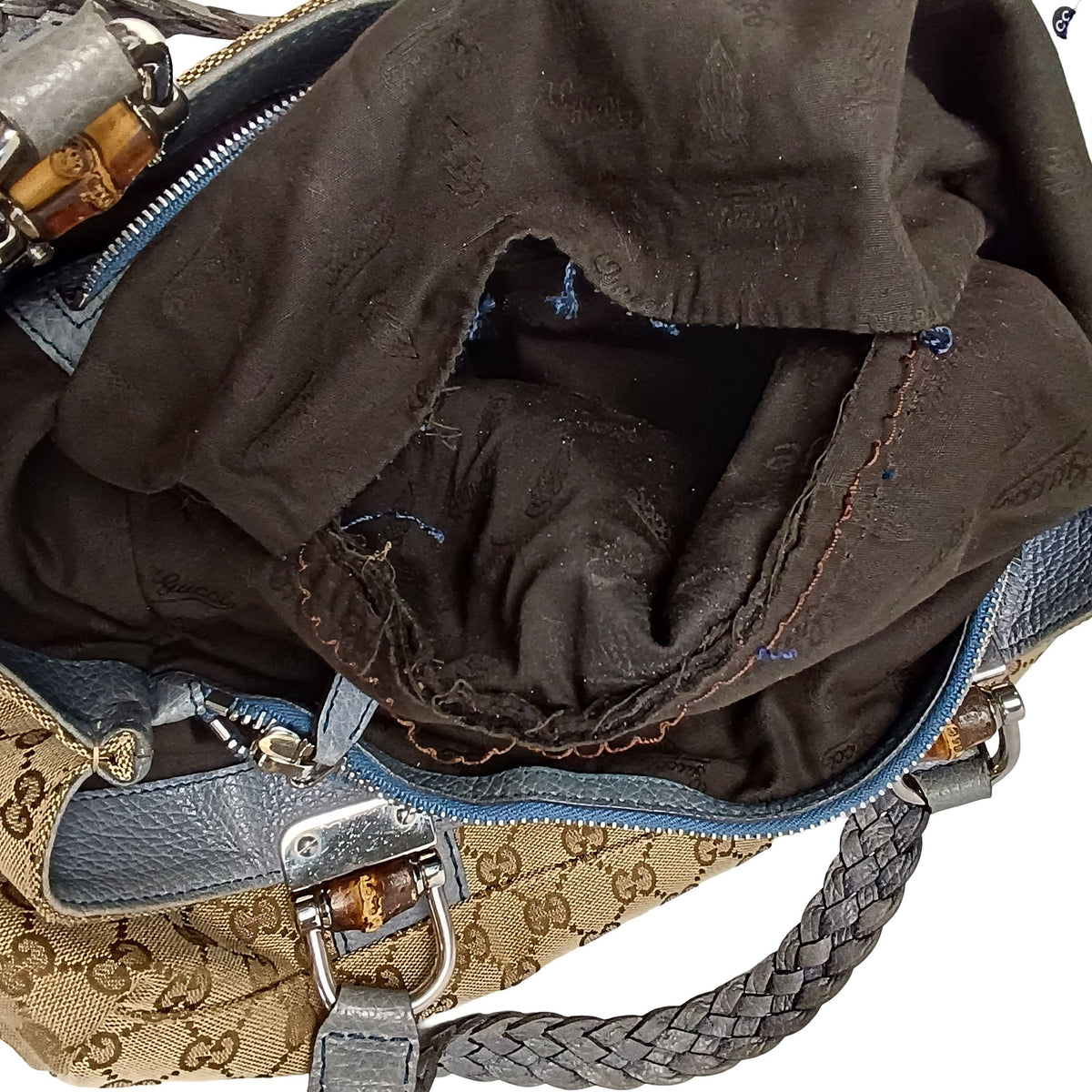 Gucci Medium GG Canvas Bamboo Libeccio Tote