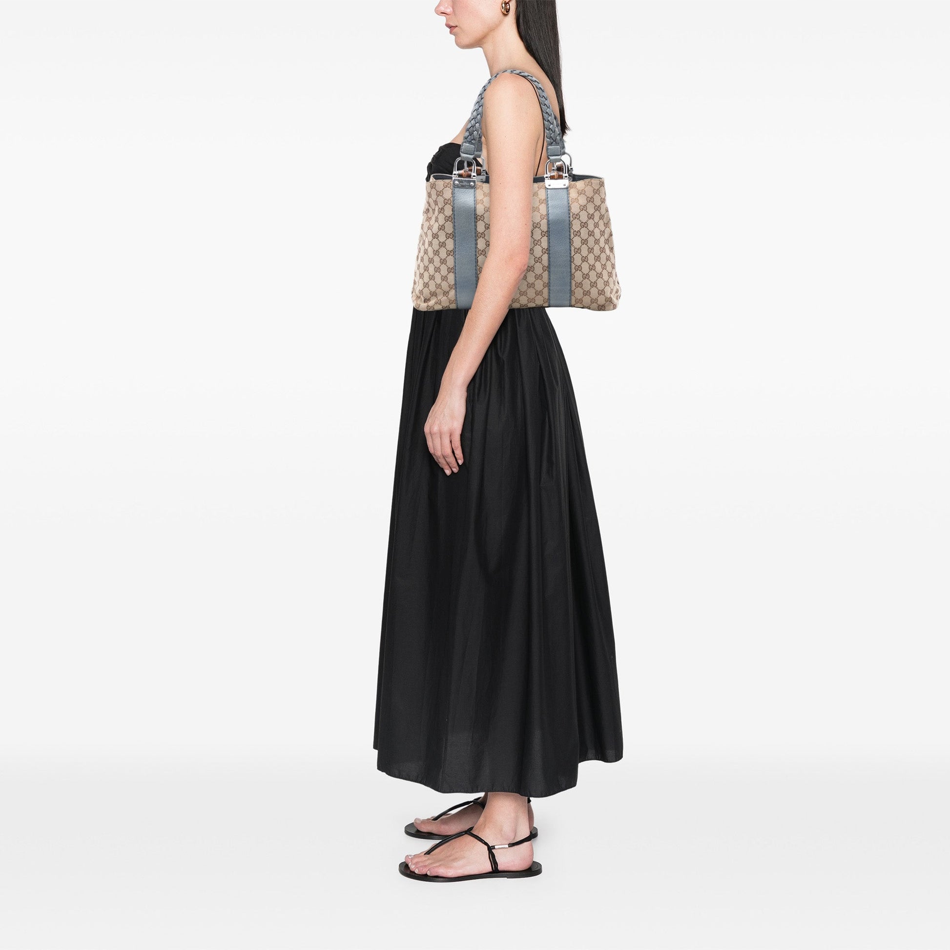 Gucci Medium GG Canvas Bamboo Libeccio Tote
