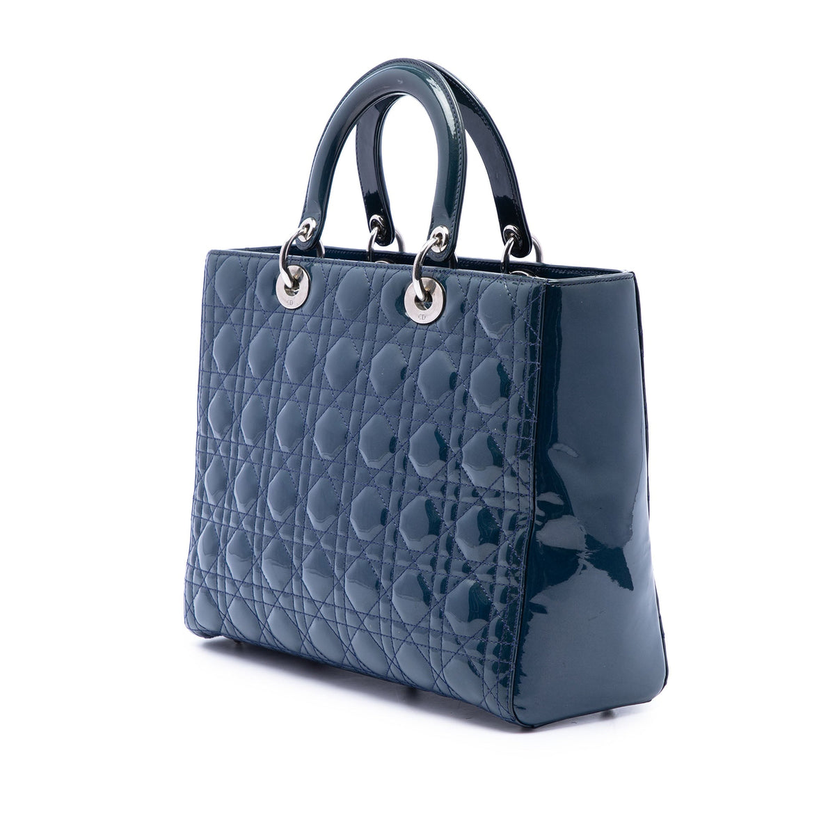 Dior Large Patent Cannage Lady Dior — Blue