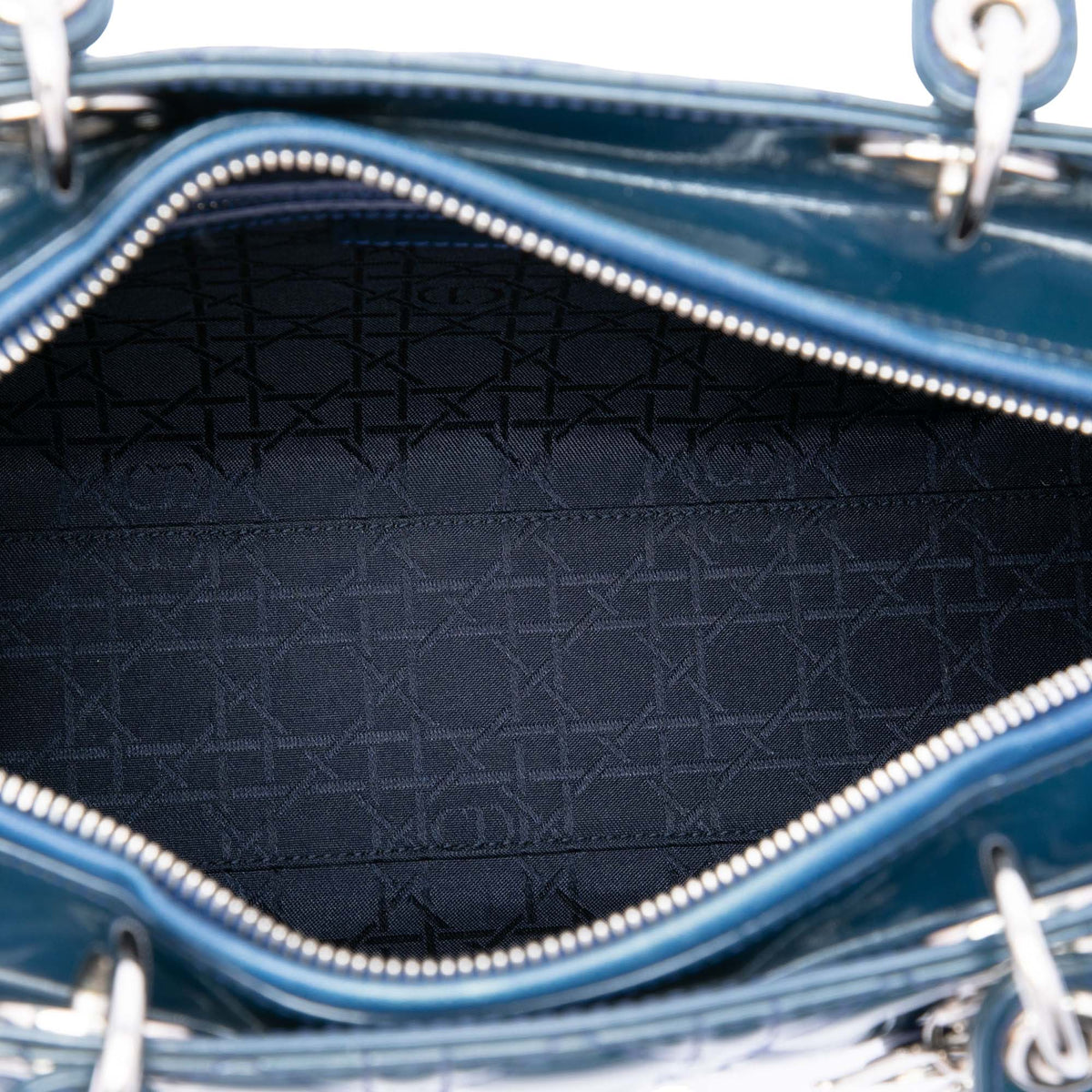Dior Large Patent Cannage Lady Dior — Blue