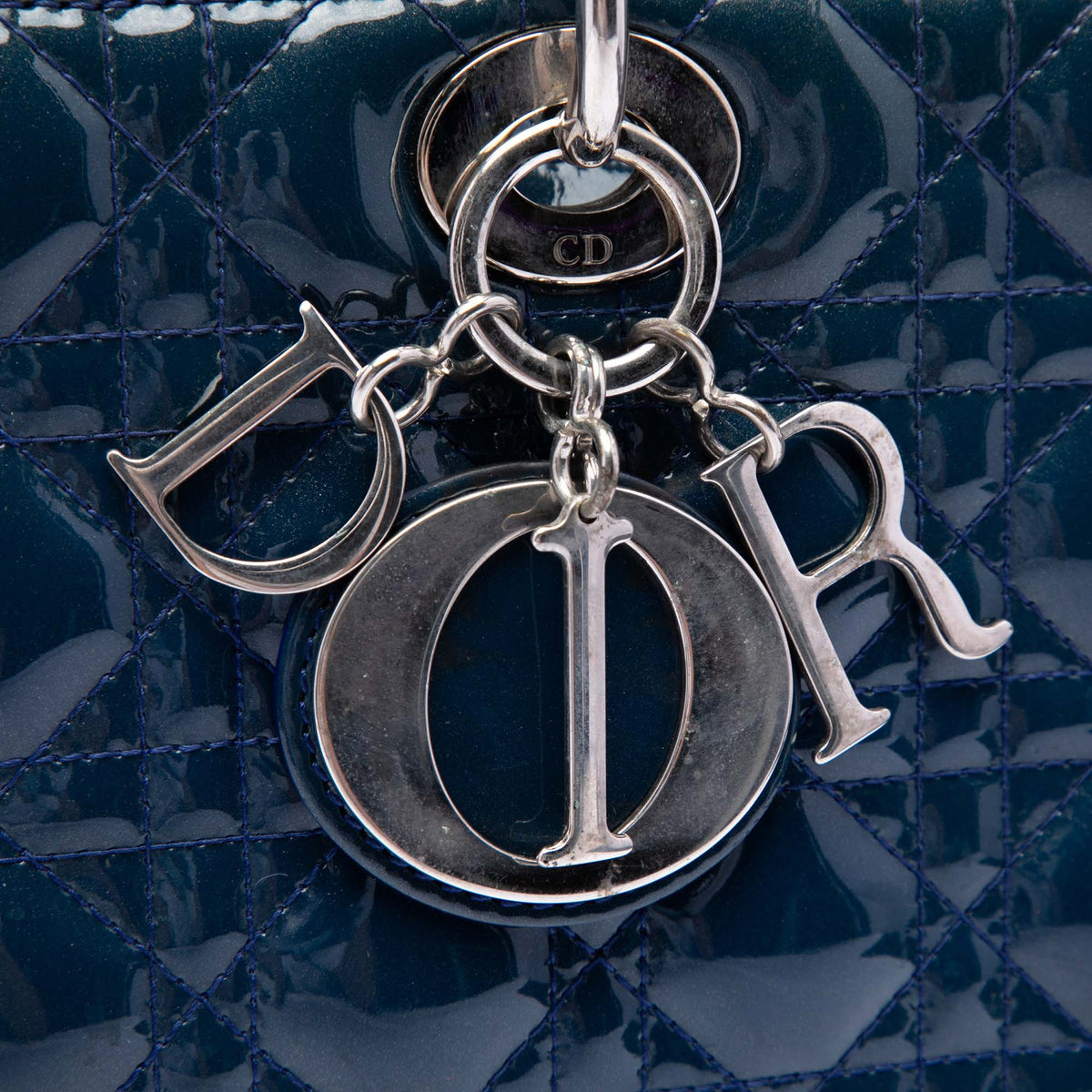 Dior Large Patent Cannage Lady Dior — Blue