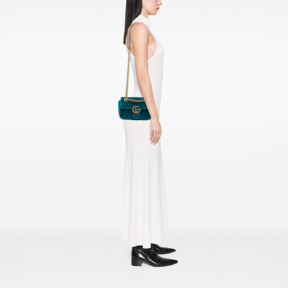 Gucci Small GG Marmont Matelasse Velvet Shoulder Bag