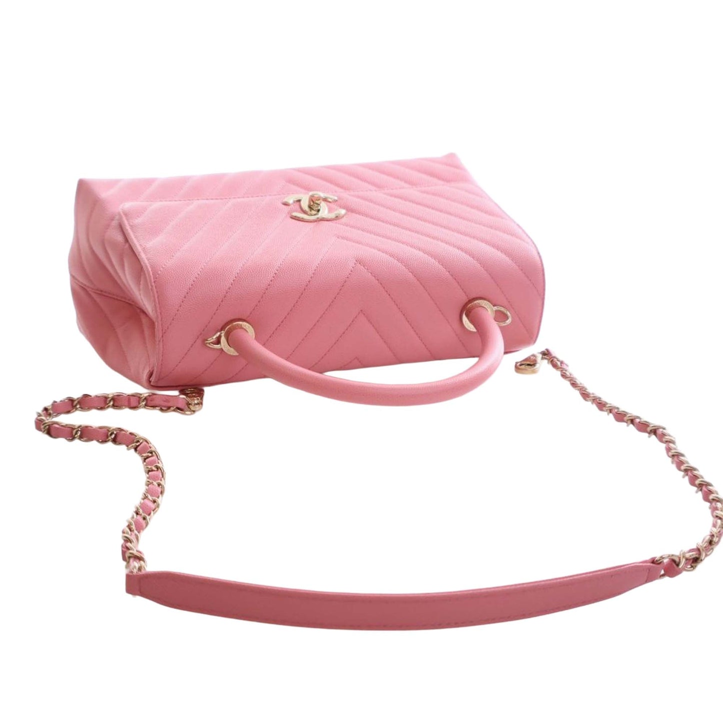 Chanel Small Caviar Chevron Coco Top Handle Bag