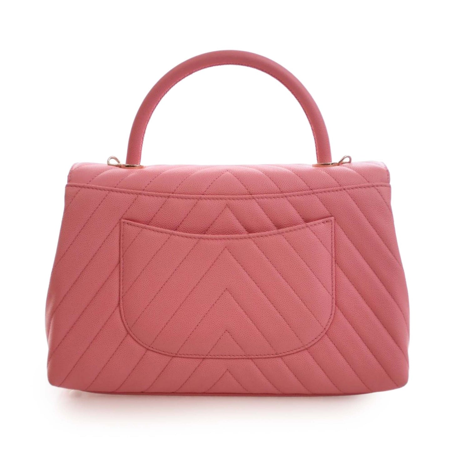 Chanel Small Caviar Chevron Coco Top Handle Bag