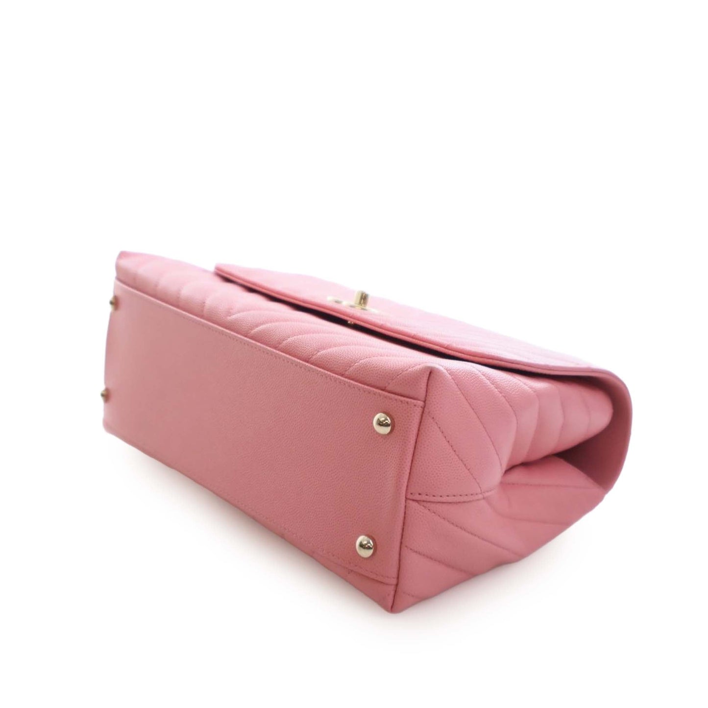 Chanel Small Caviar Chevron Coco Top Handle Bag