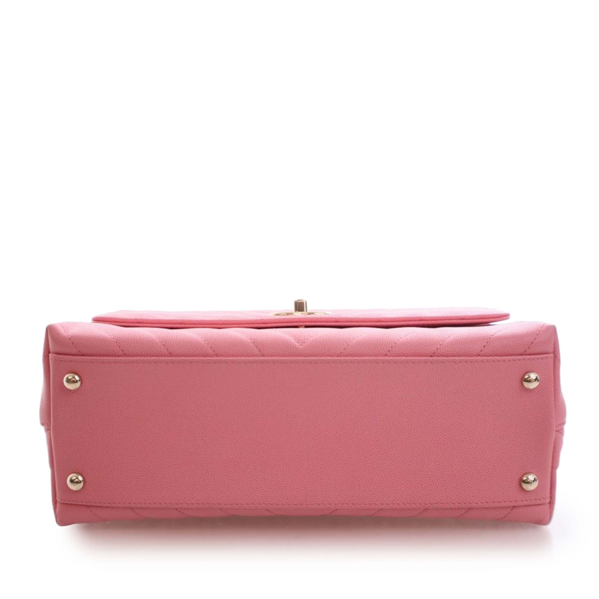 Chanel Small Caviar Chevron Coco Top Handle Bag
