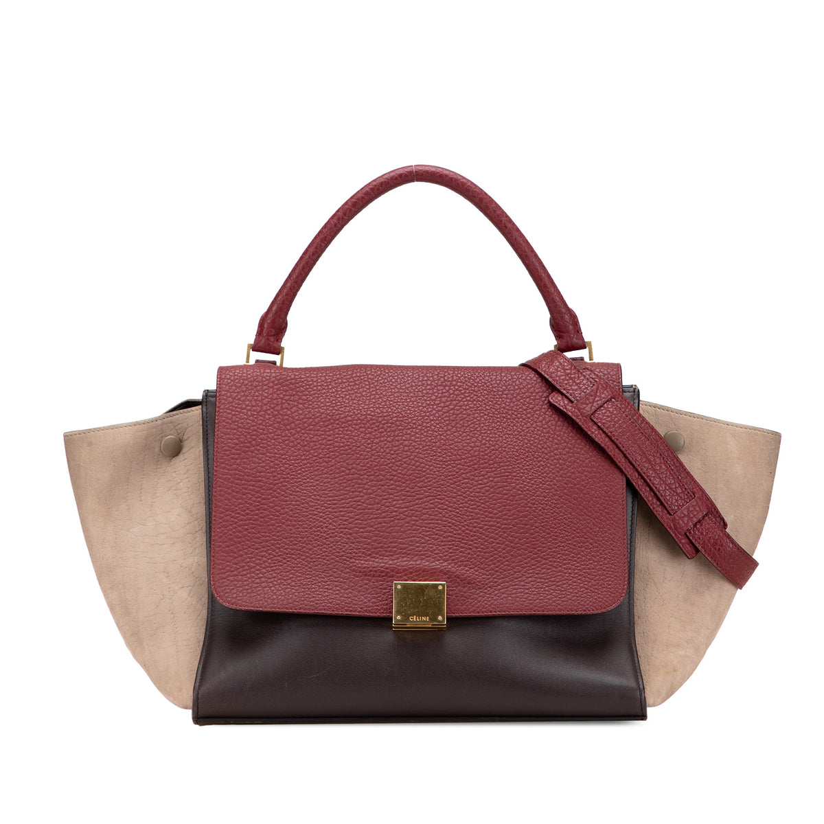 Celine Medium Tricolor Leather Trapeze Satchel