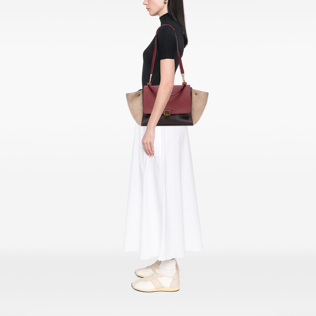 Celine Medium Tricolor Leather Trapeze Satchel