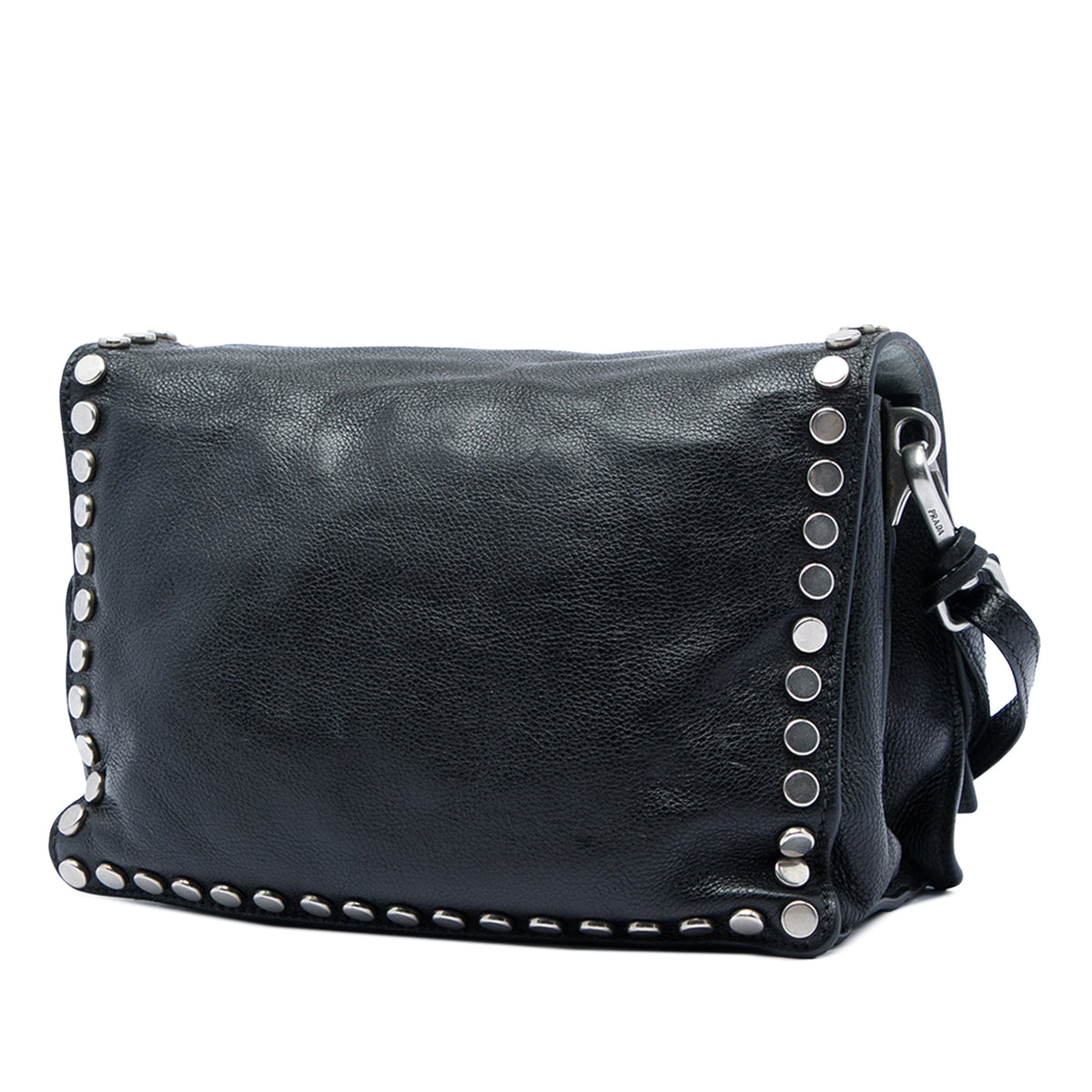 Prada Glace Calf Studded Etiquette Flap