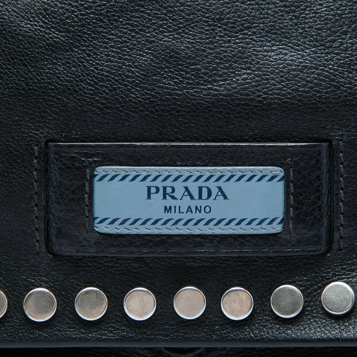 Prada Glace Calf Studded Etiquette Flap