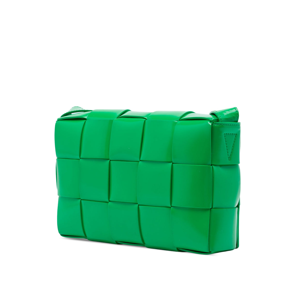Bottega Veneta Patent Intrecciato Cassette Crossbody — Green