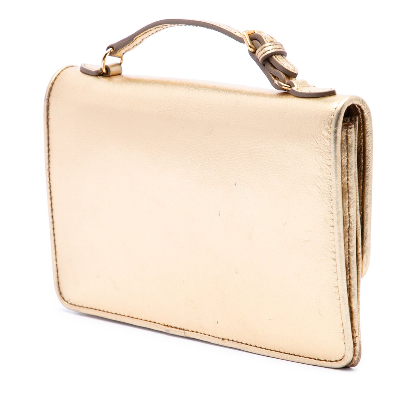 Miu Miu Metallic Leather Top Handle Wallet Bag