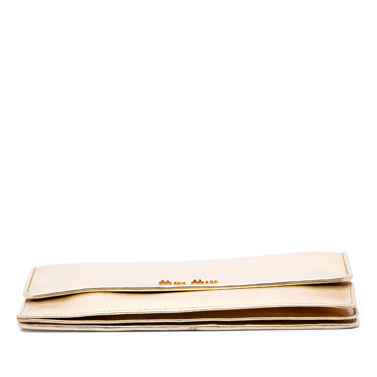 Miu Miu Metallic Leather Top Handle Wallet Bag