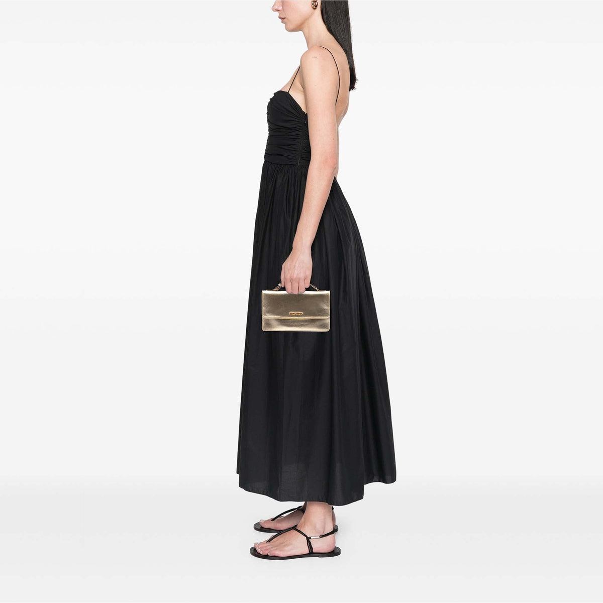 Miu Miu Metallic Leather Top Handle Wallet Bag