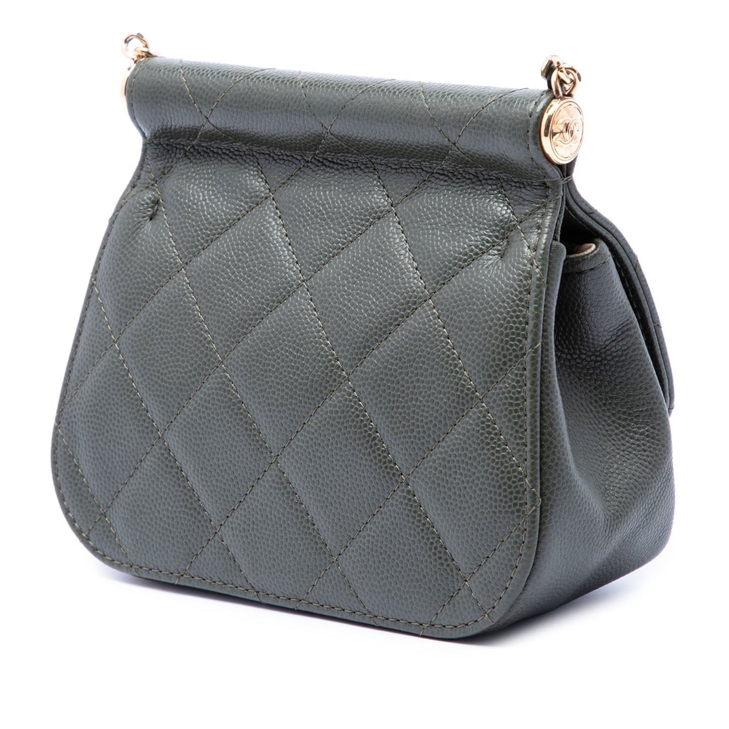 Chanel Small CC Quilted Caviar Bar Flap Clutch With Chain