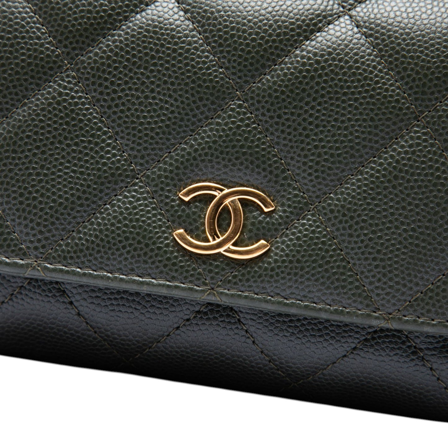 Chanel Small CC Quilted Caviar Bar Flap Clutch With Chain