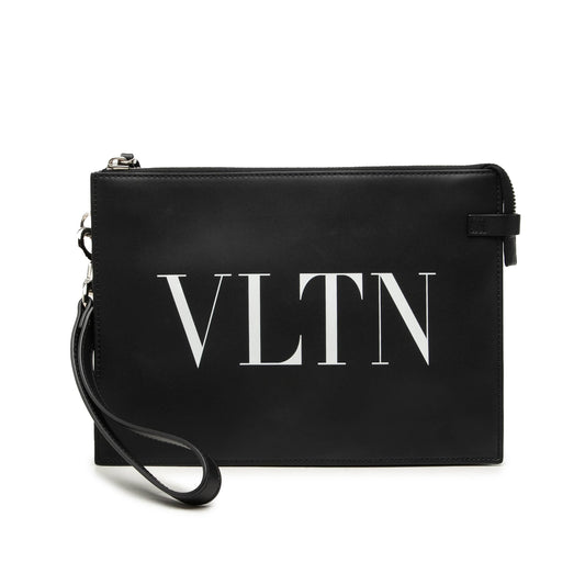 Valentino Leather VLTN Clutch — Black