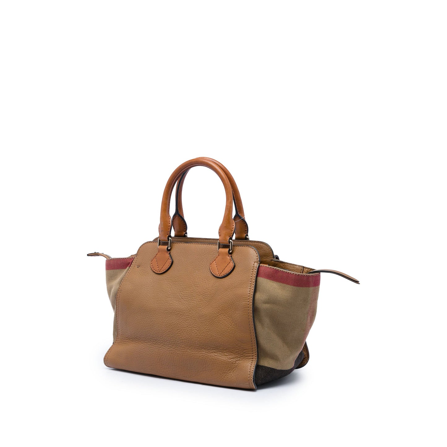 Burberry Leather and House Check Canvas Harcourt Satchel