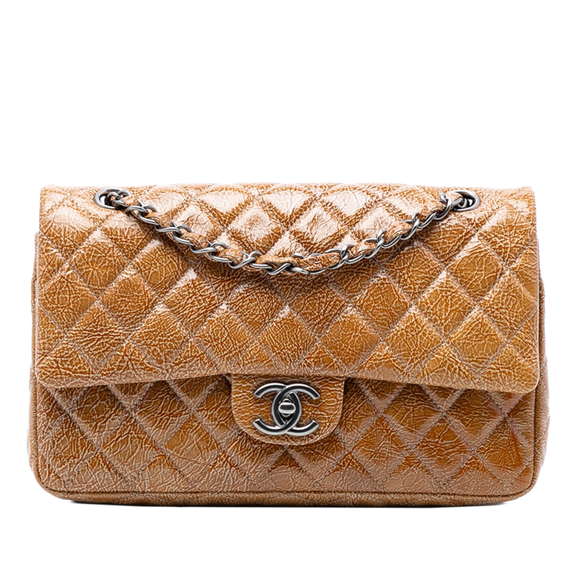 Medium Classic Crinkled Patent Double Flap