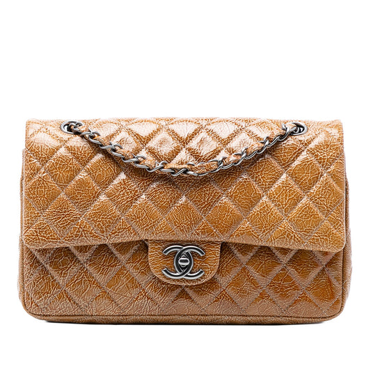 Medium Classic Crinkled Patent Double Flap