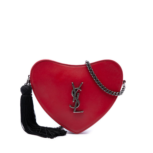 Saint Laurent Calfskin Monogram Sac Coeur Tassel Crossbody