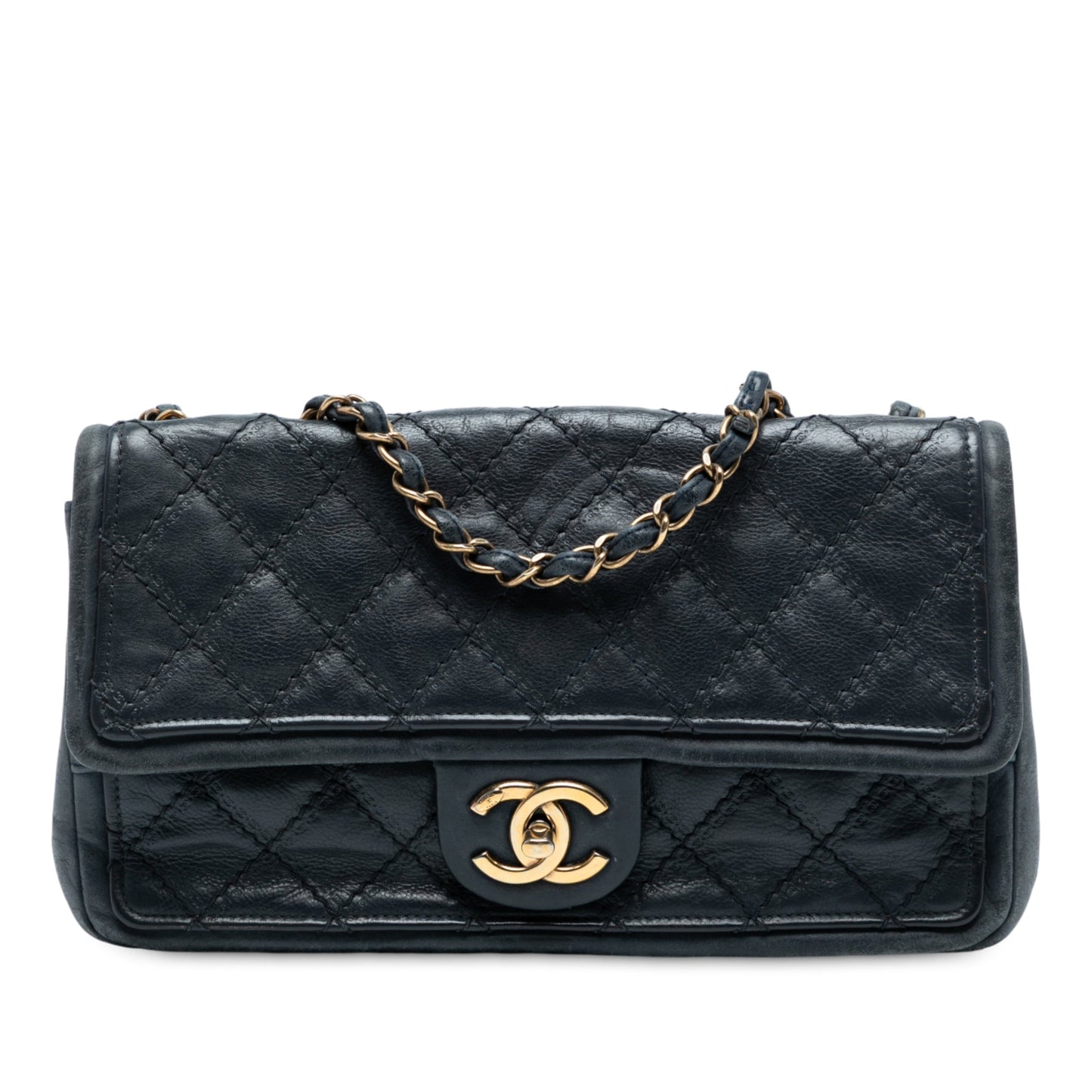 Medium CC Quilted Iridescent Calfskin Sheriff Star Flap