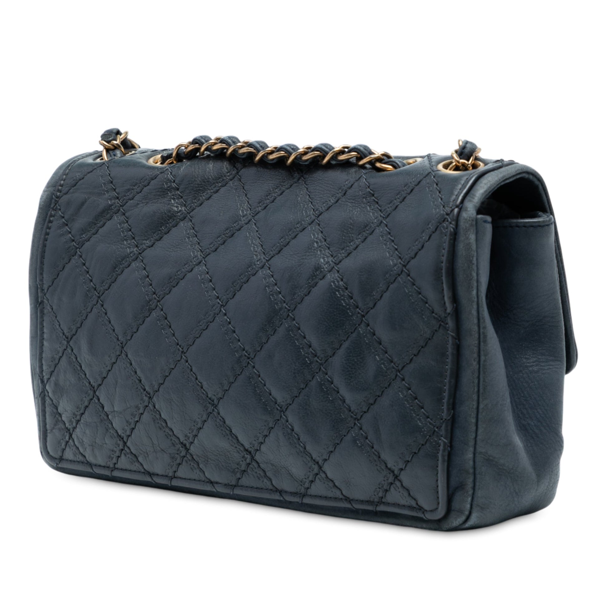 Medium CC Quilted Iridescent Calfskin Sheriff Star Flap