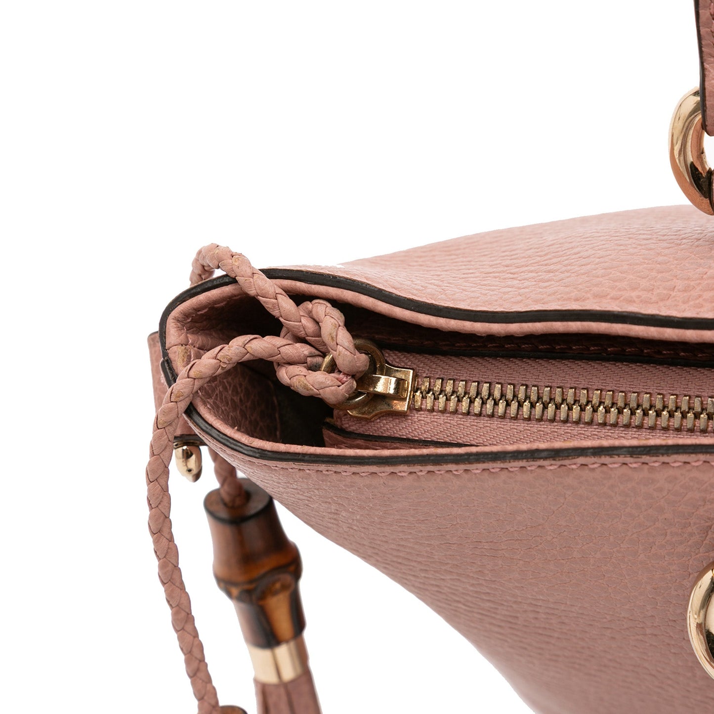 Gucci Leather Bamboo Tassel Satchel