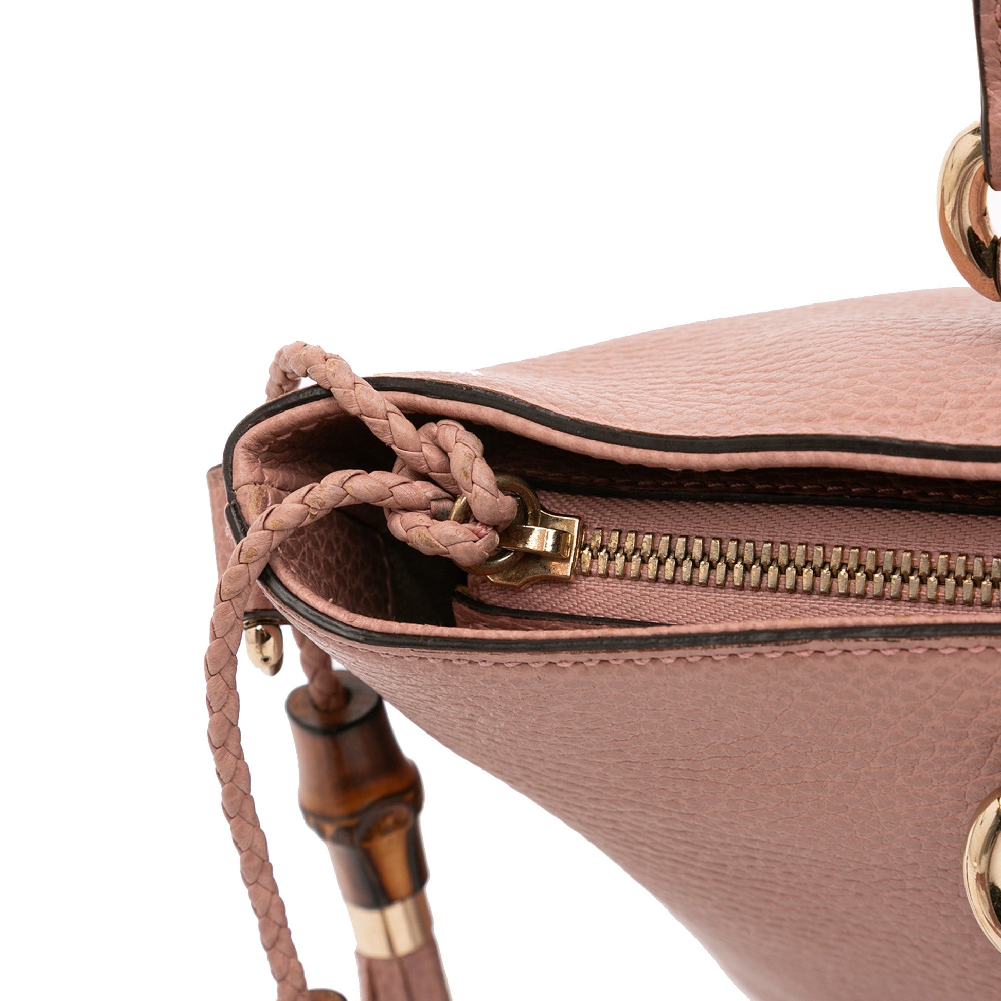 Gucci Leather Bamboo Tassel Satchel
