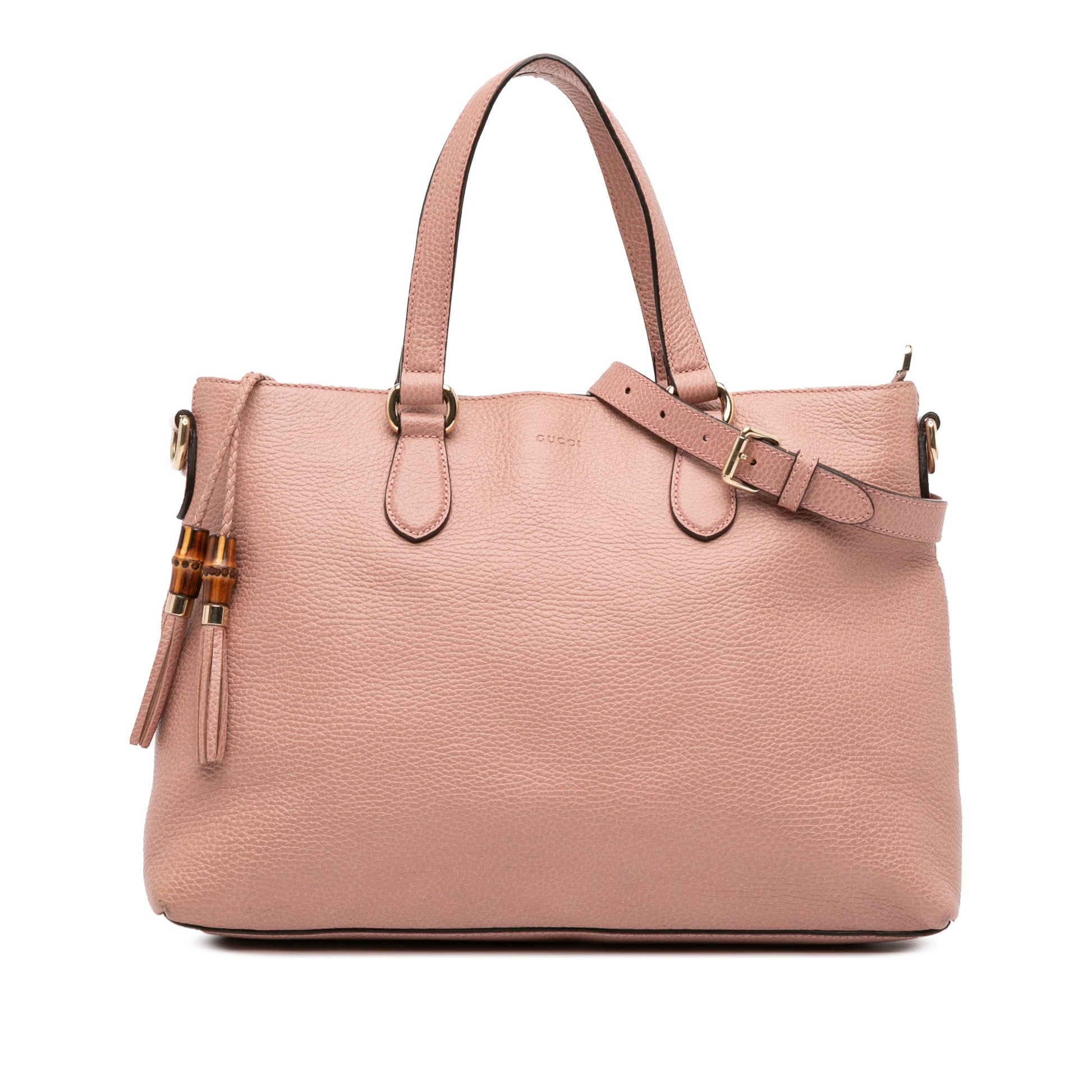 Gucci Leather Bamboo Tassel Satchel