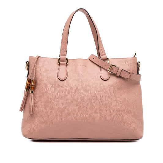 Gucci Leather Bamboo Tassel Satchel